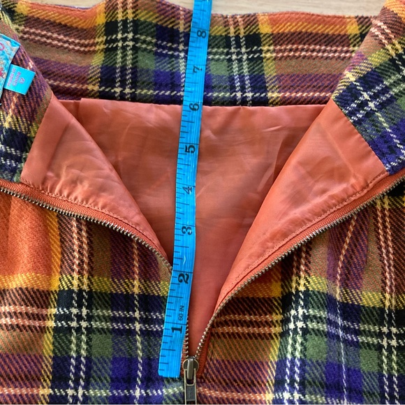 Plenty by Tracy Reese Vibrant Plaid  Wool Blend Multicolor Tulip Skirt Size 12 - Picture 8 of 8